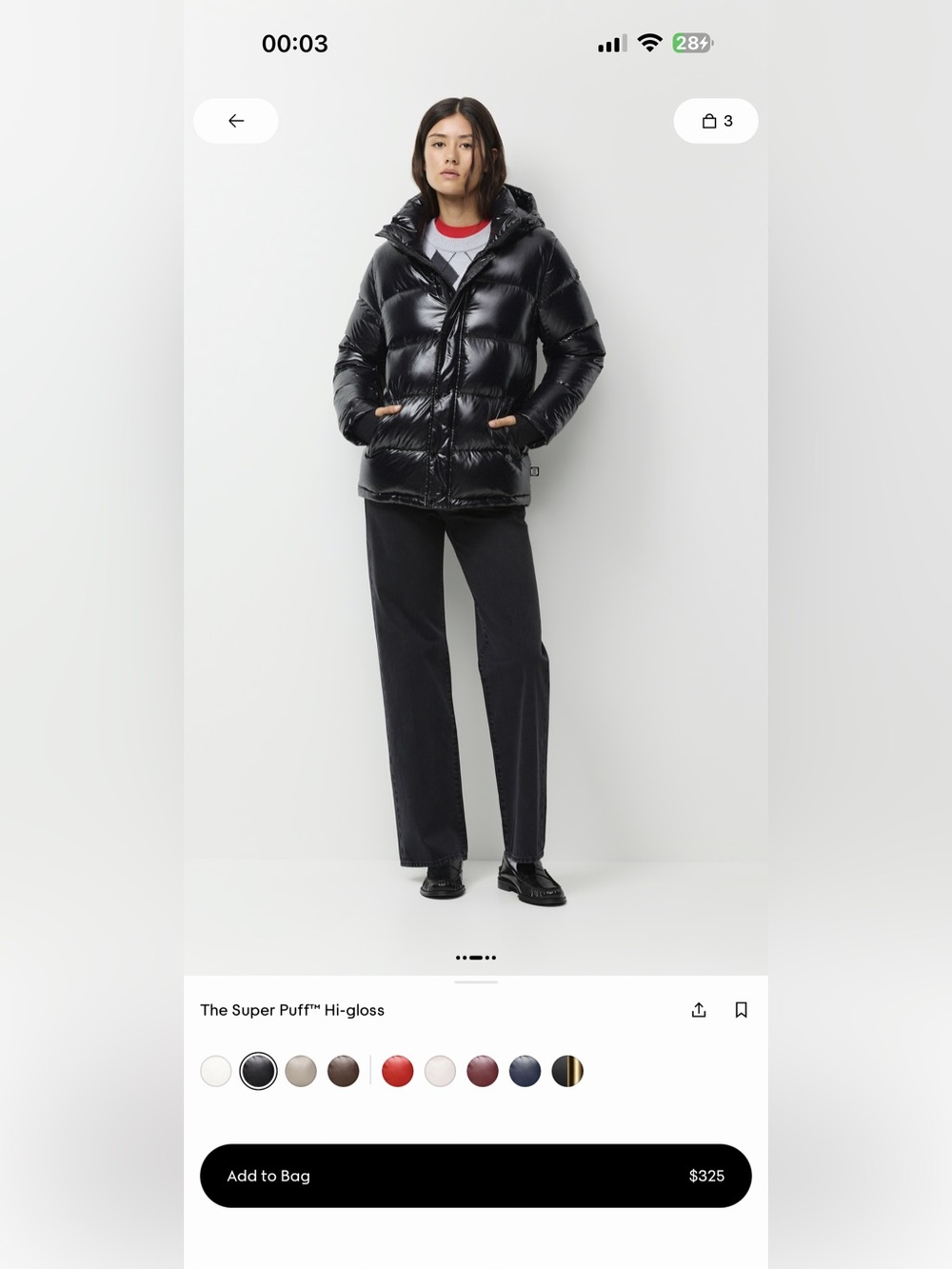 Aritzia The Super Puff™ Hi-Gloss Puff Jacket in Black